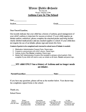 Asthma Action Plan and Consent Forms