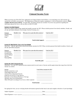 Untaxed Income Verification Form