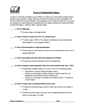 Proof of Independent Status - contentmilesccedu - content milescc