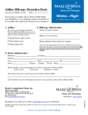 Airline Mileage Donation Form