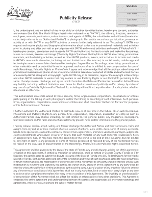 Child Publicity Release Form