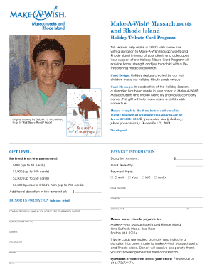 Make-A-Wish Holiday Tribute Card Donation Form