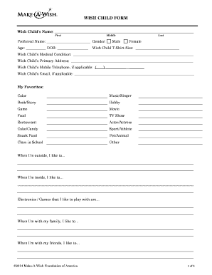 WISH CHILD FORM