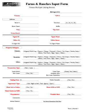 Fresno Multiple Listing Service Farm and Ranch Form