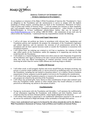 Annual Conflict of Interest and Ethics Assurance Statement