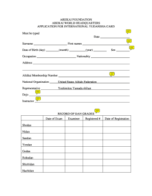 Aikikai International Yudansha Card Application