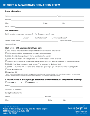 Make-A-Wish Donation Form