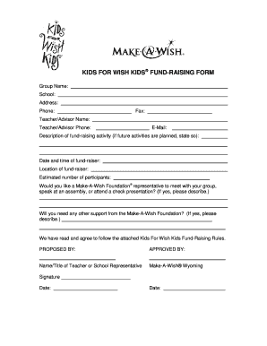 Restaurant reservation email template - KIDS FOR WISH KIDS FUND-RAISING FORM - wyoming wish