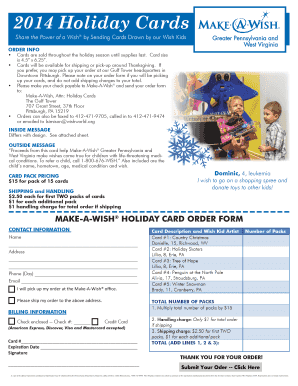 Make-A-Wish Holiday Card Order Form