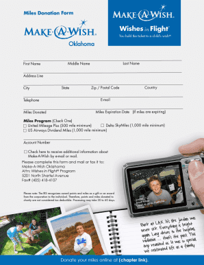 Make-A-Wish Miles Donation Form