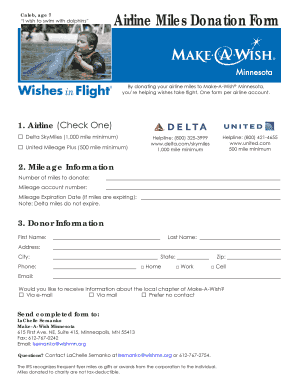 Airline Miles Donation Form
