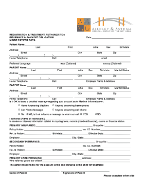 Patient Registration and Treatment Authorization Form