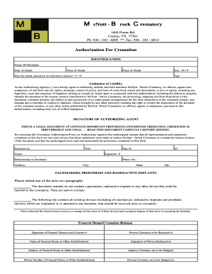 Cremation Authorization Form