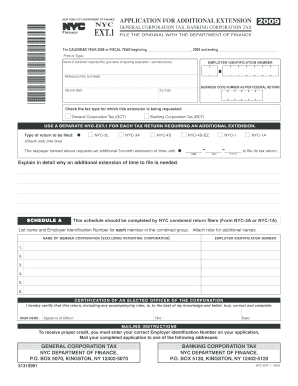 NYC Application for Additional Extension