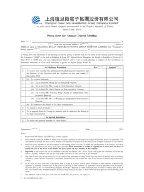 Proxy Form for Annual General Meeting