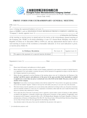 Proxy Form for Extraordinary General Meeting