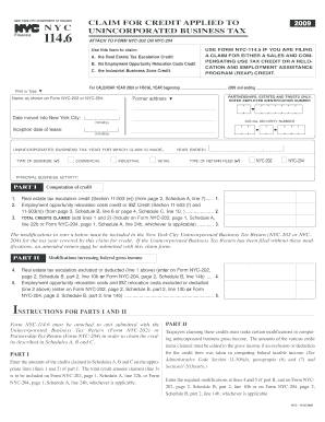 NYC Unincorporated Business Tax Credit Claim Form
