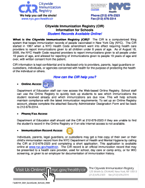 New York City Immunization Registry Access Form
