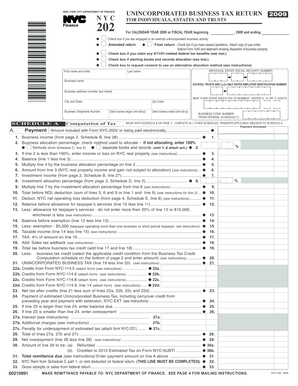 New York City Unincorporated Business Tax Return