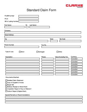 Standard Claim Form