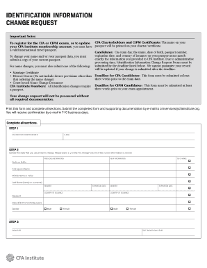 CFA Institute Identification Information Change Request