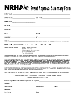 NRHA Event Application Form