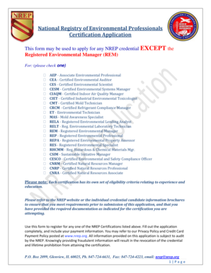 NREP Certification Application