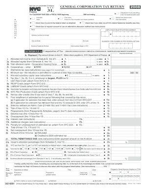 NYC General Corporation Tax Return 2008