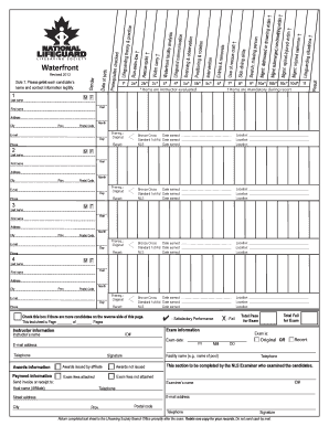Waterfront Lifeguard Exam Form