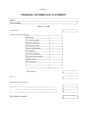 Financial Information Statement