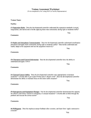 Trainee Assessment Worksheet