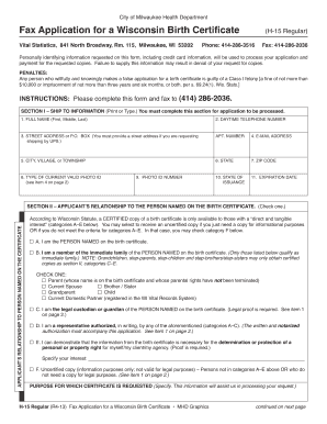 Wisconsin Birth Certificate Application