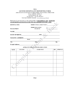 Arkansas Funeral Director License Renewal Form