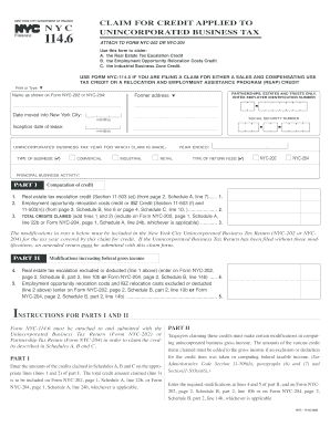 New York City Unincorporated Business Tax Credit Claim Form