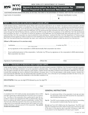 New York City Corporation Tax Signature Authorization