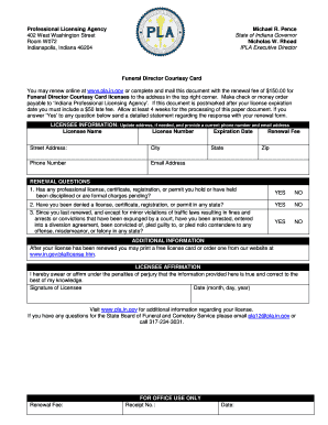 Funeral Director License Renewal Form