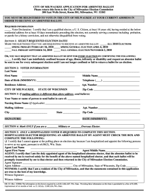 City of Milwaukee Absentee Ballot Application