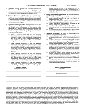 LEASE ADDENDUM FOR CARRYING HANDGUNS ONSITE
