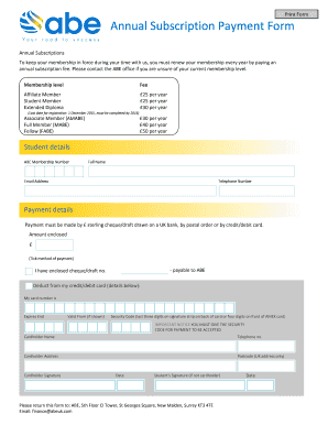 Annual Subscription Payment Form