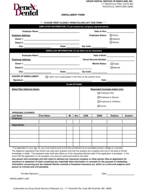 Maryland Dental Enrollment Form