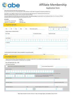 Affiliate Membership Application Form