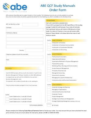 ABE Study Manual Order Form