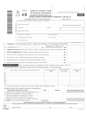 NYC Banking Corporation Tax Form 2006