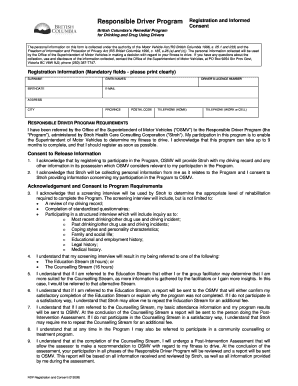 British Columbia Responsible Driver Program Registration