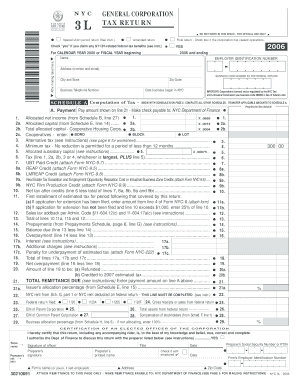 NYC General Corporation Tax Return