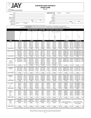 Head Support Order Form