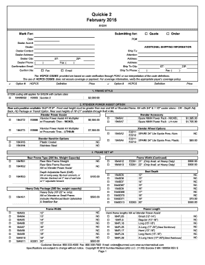Quickie 2 Wheelchair Configuration Form