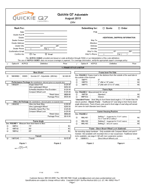 Quickie Q7 Adjustable Wheelchair Order Form