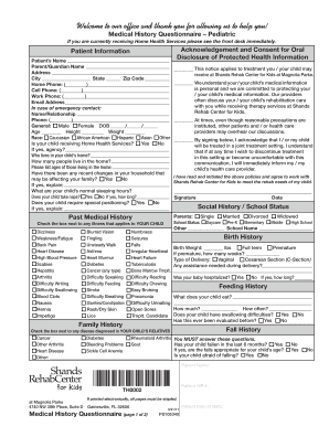Pediatric Medical History Questionnaire