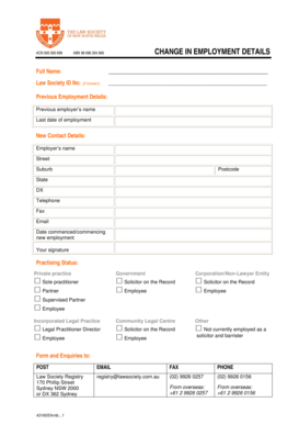 Change in Employment Details Form